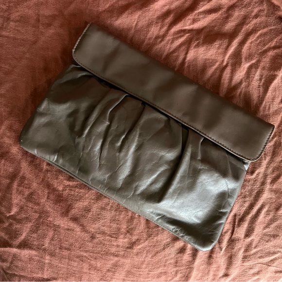 Vintage Cuir Veritable big leather taupe brown clutch - Picture 1 of 6